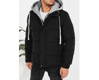 Pánská zimní prošívaná bunda s kapucí, černá Černá, S
