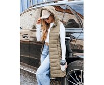 Dámská prošívaná vesta s kapucí, béžová Béžová, S