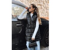 Dámská prošívaná vesta s kapucí, černá Černá, S