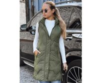 Dámská dlouhá prošívaná vesta zelená Zelená, S