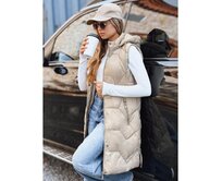 Dámská dlouhá prošívaná vesta, béžová Béžová, S