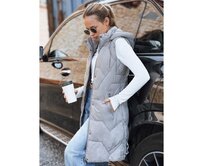 Dámská dlouhá prošívaná vesta, šedá Světle šedá, S