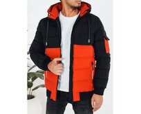 Pánská zimní bunda s kapucí, oranžovo-černá Bílá, S