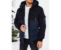 Pánská zimní bunda s kapucí, tmavě modro-černá Námořnická modrá, S