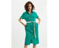 Zelené dámské lněné šaty Zelená, 36