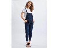 Tmavě modré dámské slim fit džíny s laclem Modrá, 34