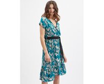 Petrolejové dámské květované šaty Petrolejová, 38