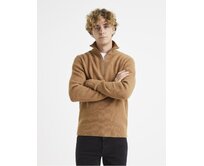 Svetr s vysokým límcem na zip Hnědá, S