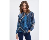 Tmavě modrá dámská vzorovaná halenka Modrá, 34