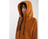 Dámská mikina s kapucí rozepínací RUE PARIS světle hnědá Hnědá, S/M