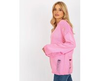 Dámský svetr s dírami oversize ETTA růžový Růžová, Univerzální