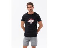 Pánské bavlněné tričko s potiskem V1 OM-TSPT-0120 černé Černá, S