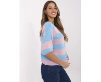 Fluo růžové mini pletené šaty s copánky RUE PARIS Modrá, Univerzální