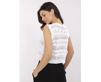 Bílo-světle žlutá dámská základní blůza s rolákem a pruhy Bílá, S/M