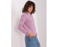 Fuchsiový přiléhavý svetr s pruhy Fialová, Univerzální