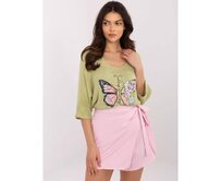 Pistáciový dámský svetr s krátkými rukávy Zelená, Univerzální