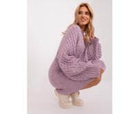 Fluo růžový dámský oversize svetr s vlnou Fialová, Univerzální