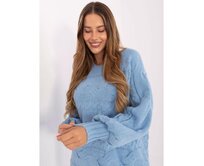 Světle fialový volný dámský svetr RUE PARIS Světle modrá, Univerzální