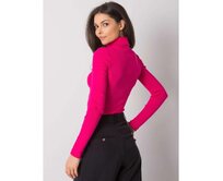 Světle fialový pruhovaný svetr s rolákem a knoflíky Růžová, L/XL