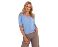 Bordový svetr s volánky na rukávech Světle modrá, Univerzální