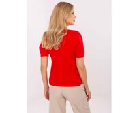 Tmavě hnědý svetr s ozdobným řetízkem Červená, S/M