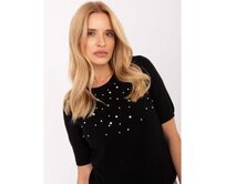 Světle béžový svetr s kulatým výstřihem Černá, S/M