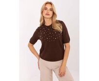 Ecru klasický svetr s viskózou Hnědá, S/M