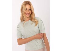 Světle růžový svetr s nafouknutými rukávy Zelená, S/M