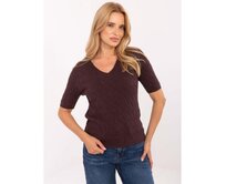 Tmavě hnědý dámský svetr s copánky Hnědá, Univerzální