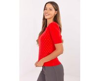 Červený dámský svetr s aplikacemi Červená, M/L