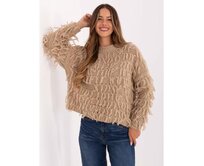 Bežový dámský svetr ve stylu boho RUE PARIS Béžová, Univerzální