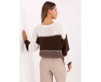 Ecru-hnědý oversize svetr s pruhy RUE PARIS Hnědá, Univerzální