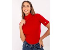 Červený svetr s ozdobnými knoflíky na rukávech Červená, Univerzální