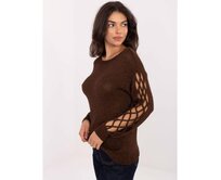Čokoládový svetr s výřezy na rukávech Hnědá, Univerzální