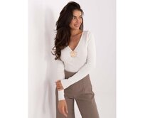 Dámský svetr v barvě ecru s ozdobným prvkem Ecru, S/M