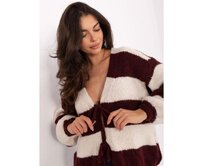 Ecru-bordó oversize svetr s pruhy RUE PARIS Kaštanová, Univerzální