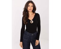 Elegantní černý svetr s výstřihem do V Černá, S/M
