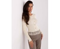 Máslový dámský svetr s volánky na spodním lemu Béžová, Univerzální