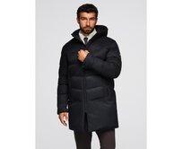 Pánská motorkářská bunda se strukturovaným střihem a stojáčkem – hnědá V2 OM-JANP-0229 Černá, XL