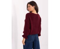 Bordový svetr s volánky na rukávech Kaštanová, Univerzální