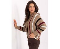 Bežový svetr netopýr s prolamovaným vzorem Béžová, Univerzální