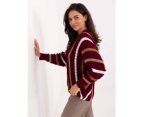 Bordový oversize svetr s kulatým výstřihem Kaštanová, Univerzální