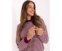 Burgundský klasický svetr s geometrickým vzorem Kaštanová, Univerzální