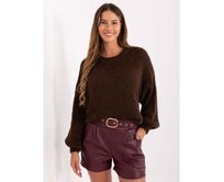 Tmavě hnědý dámský oversize svetr z vlny Hnědá, Univerzální