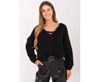 Černý dámský oversize svetr s příměsí vlny Černá, Univerzální