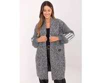Šedý dámský kardigan s pletenými rukávy. Šedá, Univerzální