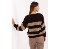 Čokoládově-kamelový oversize svetr s pruhy Hnědá, Univerzální
