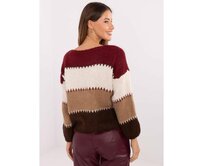 Bordově-ecru oversize svetr s příměsí vlny Kaštanová, Univerzální
