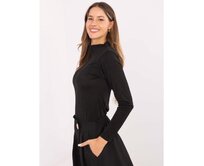 Černá přiléhavá blůza s dlouhým rukávem RUE PARIS Černá, Univerzální