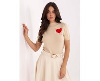 Bežový dámský svetr se srdíčkem Béžová, Univerzální